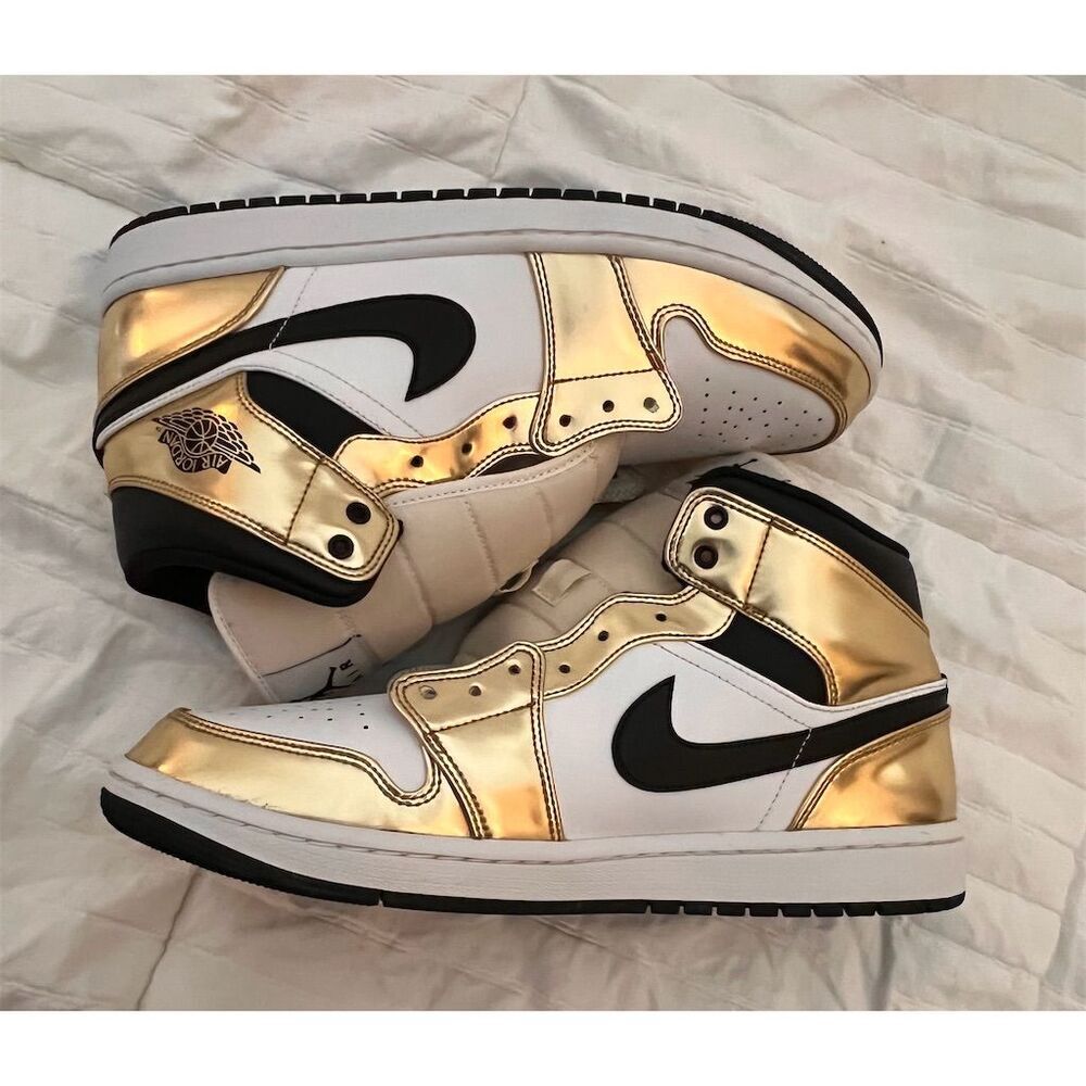Jordan Air Jordan 1 Mid SE Gold Sneakers Unisex Size 11.5 Men's Athletic Shoes - Picture 8 of 9